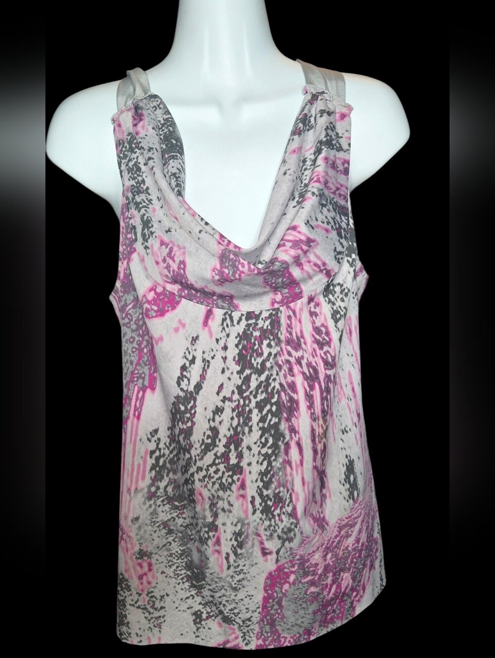 Calvin Klein Pink & Gray Abstract Cowl Neck Camisole